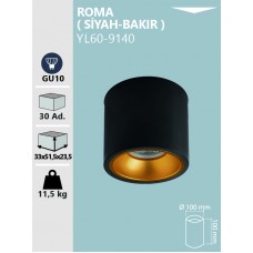 ROMA GU10 100X100 SİYAH-BAKIR KASA
